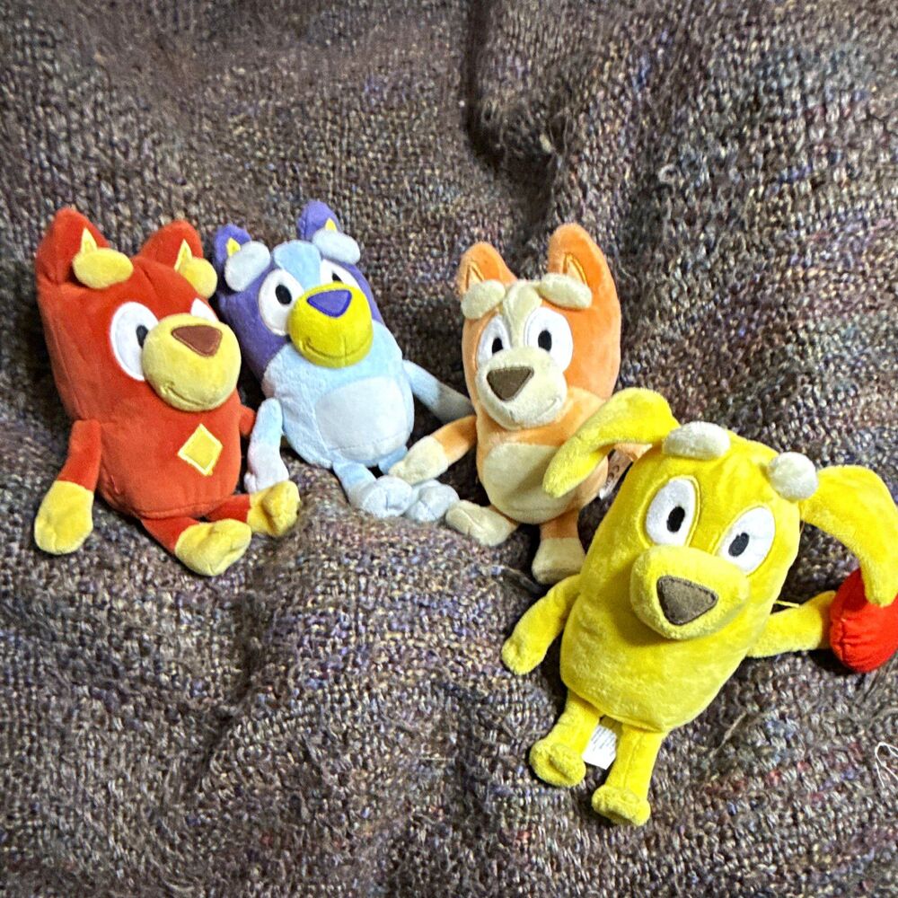 Official Bluey 7-8" Plush Lot of 4 - Bluey, Bingo, Rusty & Lucky Stuffed Animals